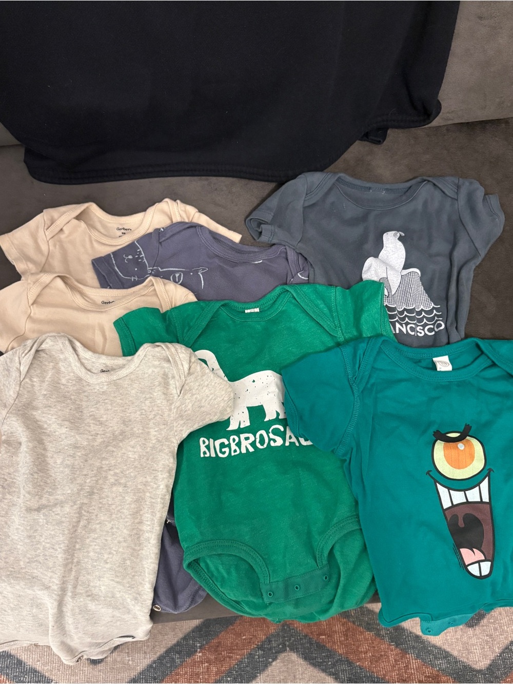 Gerber Baby Bodysuit Bundle - Green, Teal, Gray, Cream